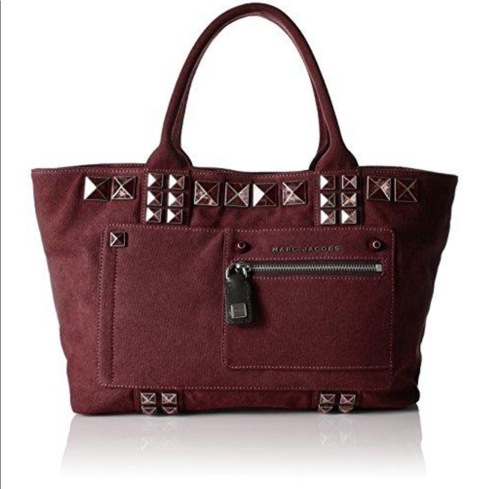 Marc Jacobs Chipped Studded Rubino Burgundy Tote